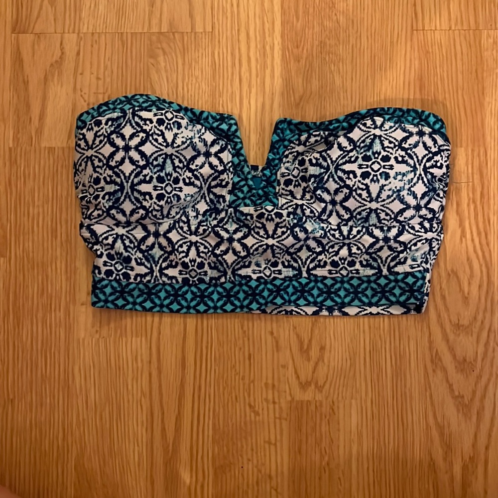 Mossimo Blue print bikini bandeau top